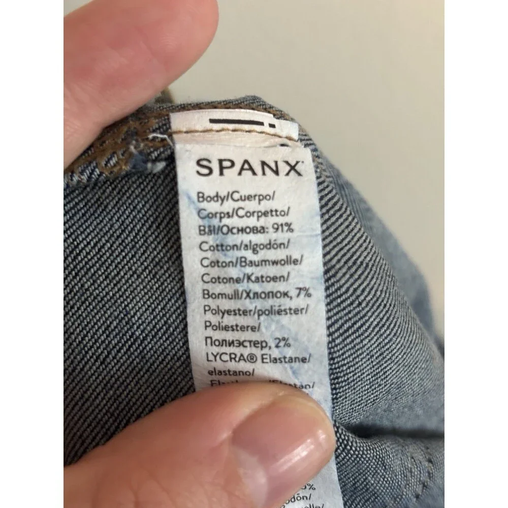 SPANX Womens Medium‎ Pull On Skinny Ankle Jeans Jeggings Pockets Blue Denim